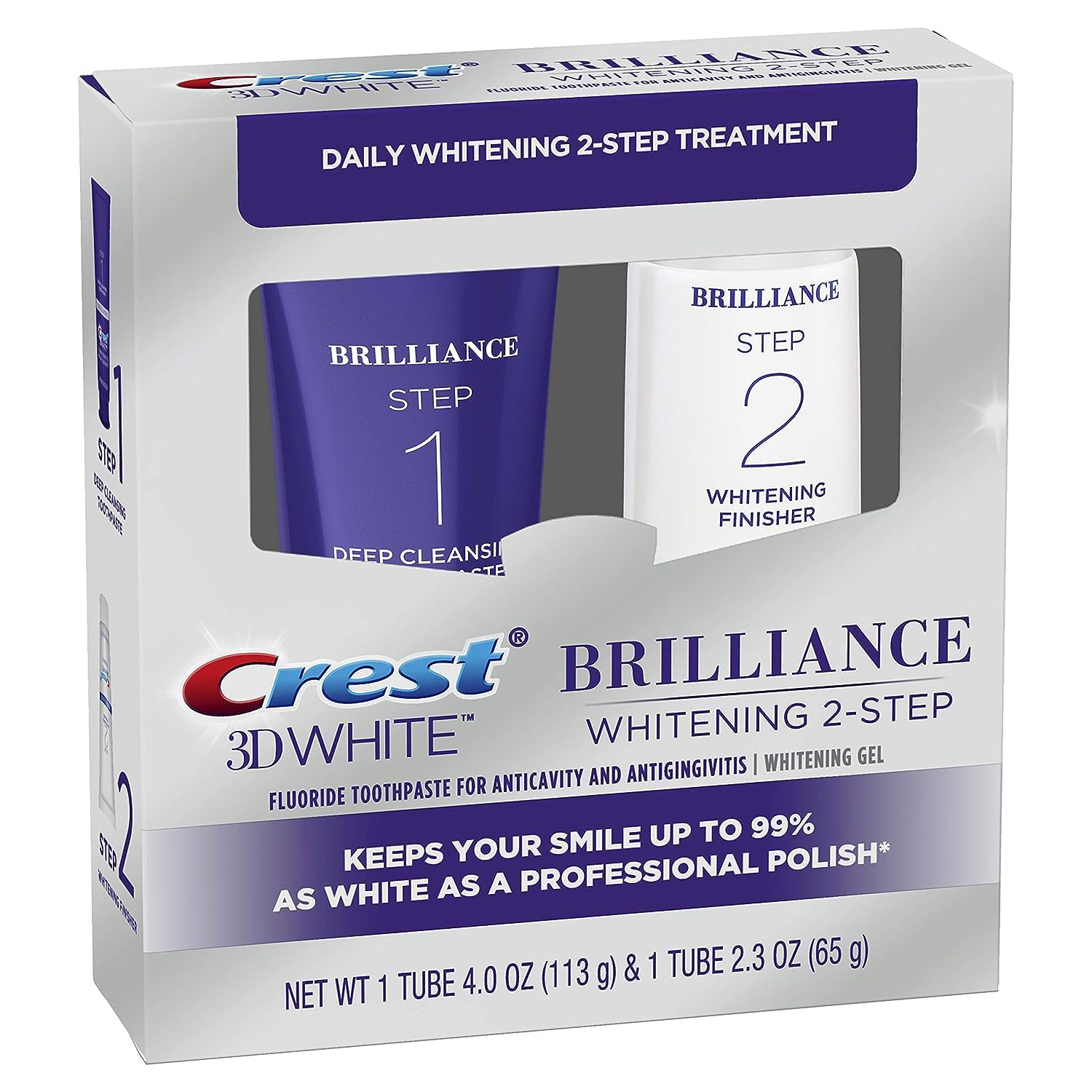Відбілююча система для зубів Crest 3D White Brilliance Whitening 2 Step 113 g + 65 g