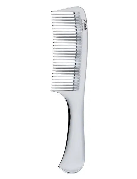 Janeke Chromium Line Wide-Teeth Comb With Handle Гребінець срібний