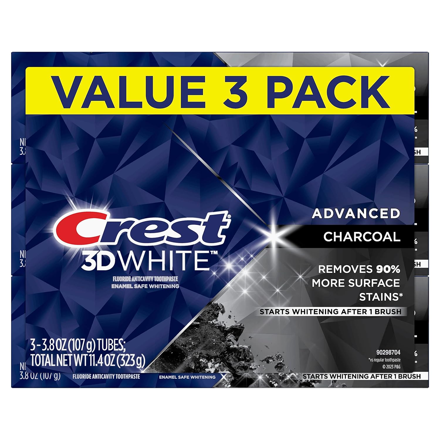 Набір Відбілюючих Зубних Паст для курців Crest 3D White Charcoal Whitening з часточками вугілля 107 g х 3 шт