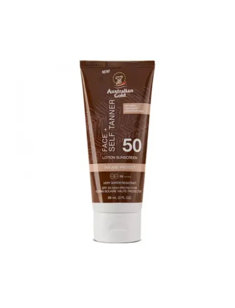 Australian Gold Face + Self Tanner Lotion Sunscreen SPF 50 Водостійкий сонцезахисний лосьйон з автозасмагою для обличчя