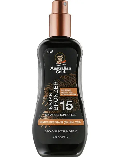 Australian Gold SPF 15 Spray Gel Sunscreen with Instant Bronzer Спрей-гель для засмаги з бронзатором